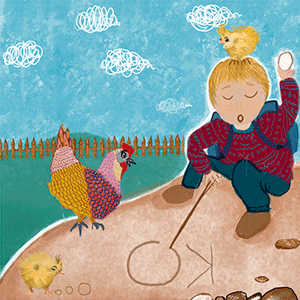 Oresties teaching his hen-Ο Ορέστης και τα Χ(ρ)ώματα